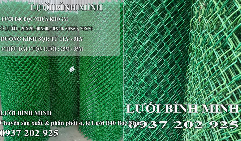 lưới b40 bọc nhựa khổ 2m
